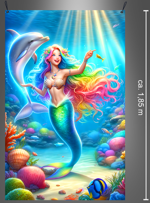 Artikelbild 2 des Artikels “Meerjungfrau mit Delfin 120x185cm Wandbild waschbar “