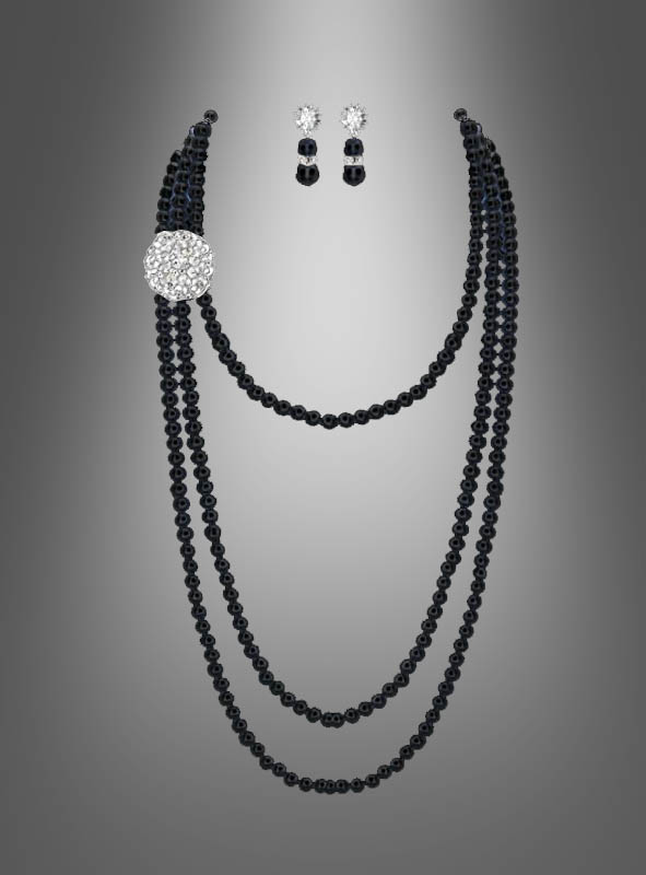 Product image 2 of the product “Pearl Necklace with Earrings black or white ”