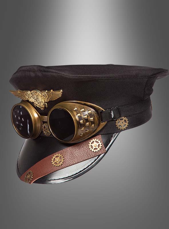Product image 2 of the product “Steampunk Cap with Goggles black ”
