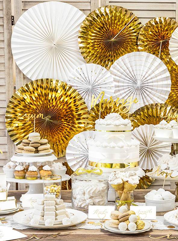 Artikelbild 2 des Artikels “3  Metallic Papierfächer Rosetten 23-40cm “