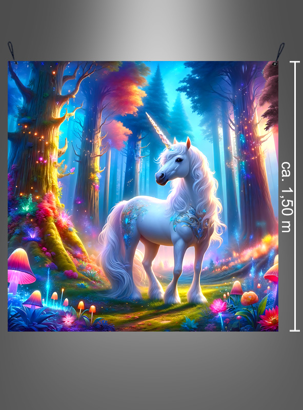 Artikelbild 2 des Artikels “Einhorn Stoffbanner 150x150cm Fantasy Deko waschbar “