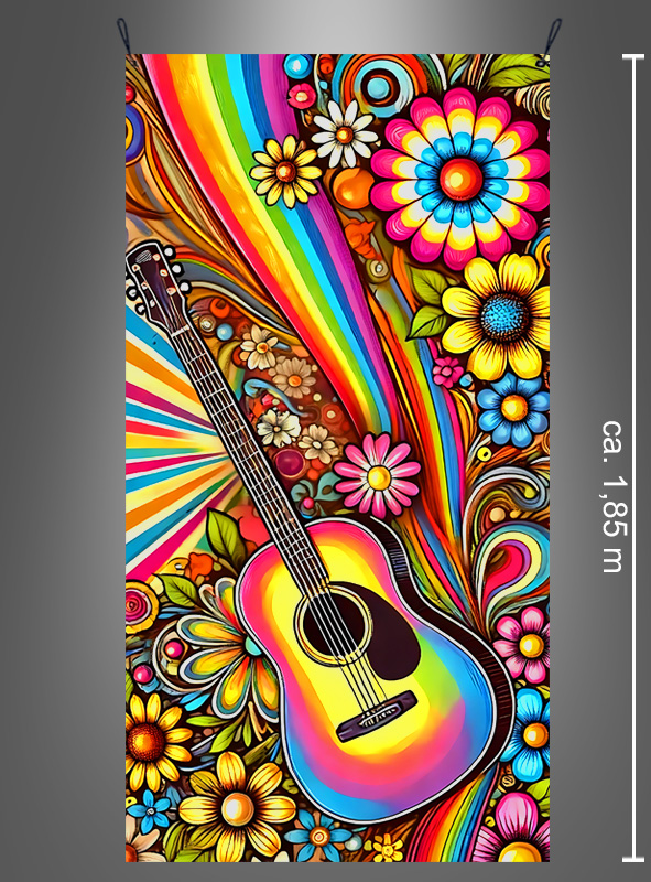 Artikelbild 2 des Artikels “70er Hippie Gitarre 100x185cm Hintergrund Deko waschbar “