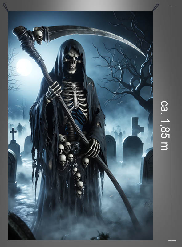 Artikelbild 2 des Artikels “Halloween Sensenmann 120x185cm Wandbild waschbar “