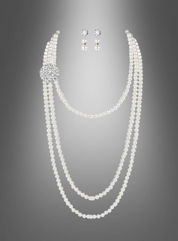 Product image 3 of the product “Pearl Necklace with Earrings black or white ”